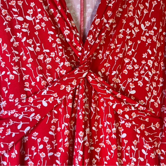 Lands End Red Floral Twist Front Floral Maxi Dress Size Large - Picture 8 of 10